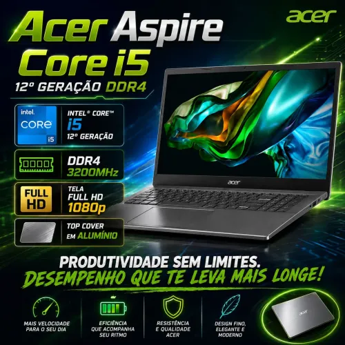Notebook Acer Aspire Core i5 12° Ger DDR4 (A pronta entrega)