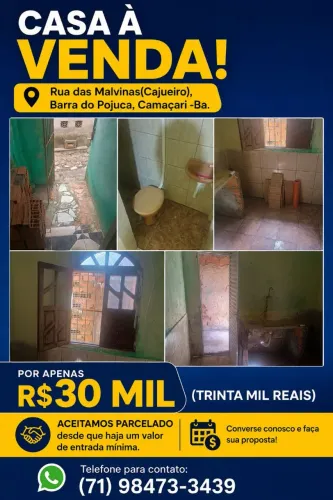 Vende-se Casa em Barra do Pojuca, Camaçari -Ba