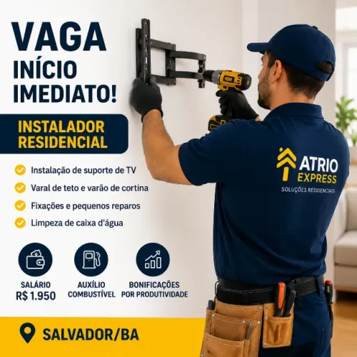 Vaga Faz Tudo / Instalador Residencial - Início Imediato | Salvador