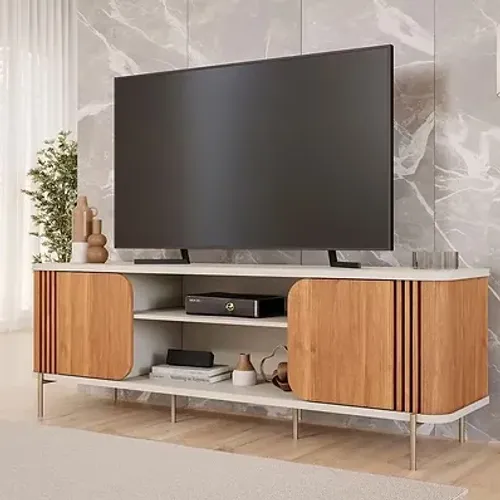 Rack Bancada Chicago 100% MDF pés em metal p/ TV até 60' - Entrega e montagem gratis
