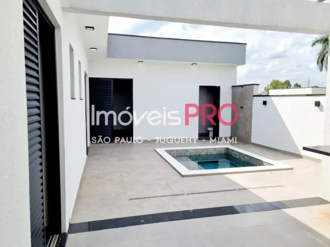 Casa nova a venda em condominio em Indaiatuba com piscina, jardim, churrasqueira, 3 suites