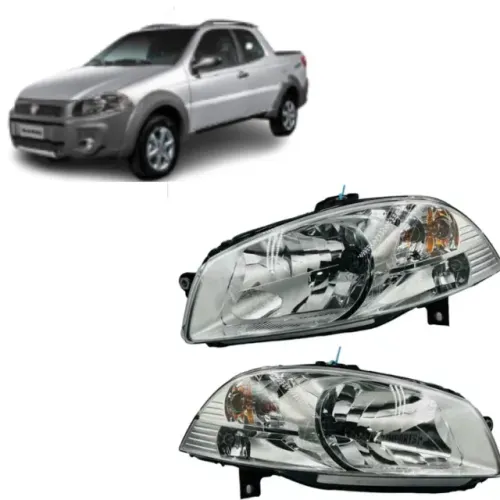 Par Farol Dianteiro Fiat Palio Siena Strada Máscara Cromada Original 51766537/36