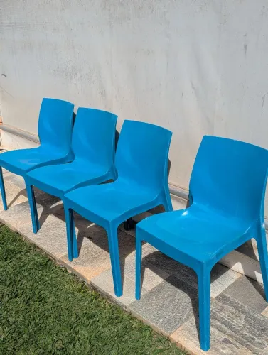 4x cadeiras Cadeira Tramontina Juno Polipropileno Azul