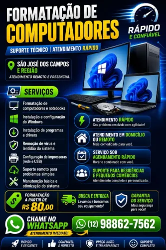 Suporte técnico e formatação