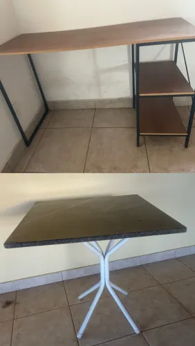 Mesa de pedra e mesa MDF