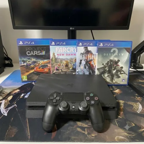 Ps4 Slim 500gb + 4 Jogos Mídia Físicas