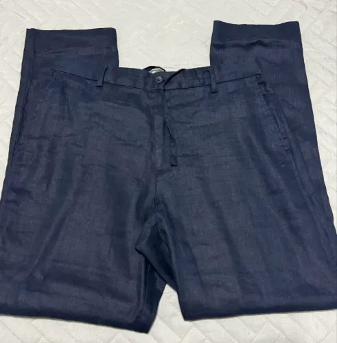 Calça Zara 100% linho azul marinho