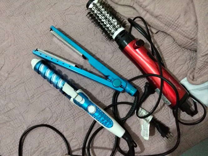Kit de escova prancha profissional e baby liss