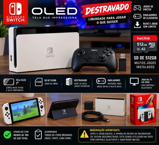 Nintendo switch Oled 512gb desbloqueado
