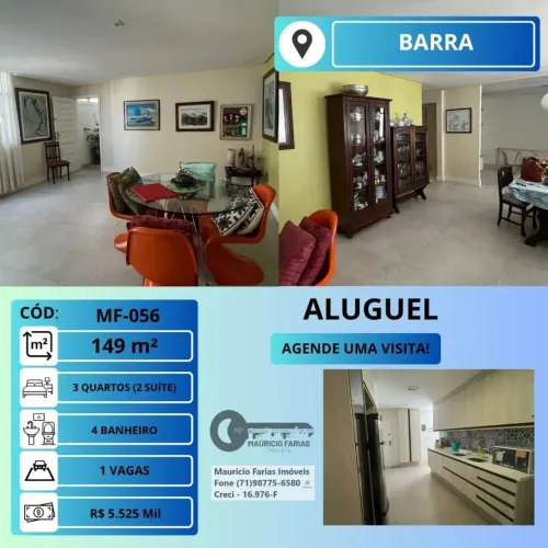 ALUGO 3 QUARTOS (2SUÍTES) COM 149M² NA BARRA