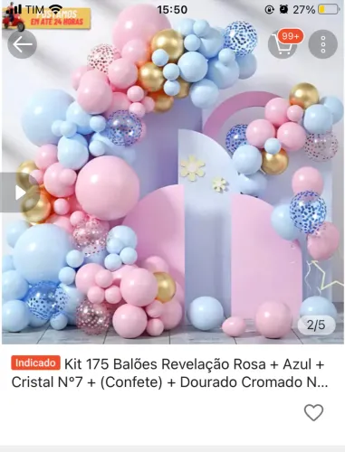 Kit baloes chá revelação