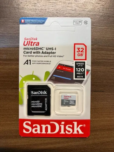Cartão de memória SanDisk 32GB Ultra com adaptador SD - SDSQUNS-032G-GN3MA