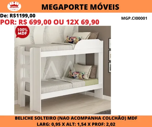 Beliche Bia Solteiro MDF com Proteção Lateral