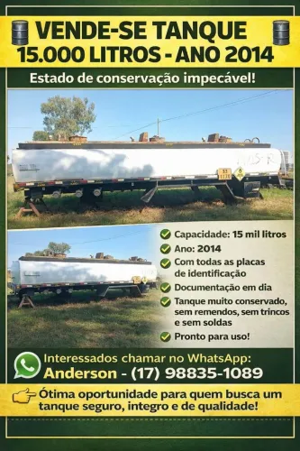 Vende se tanque 15.000 litros