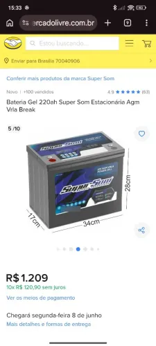 Bateria de gel supersom 220AH