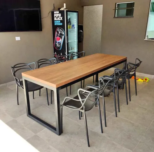 Mesas estilo industrial escritório home office sala gamer 100% MDF .Base de metal!