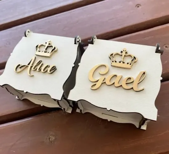 Caixa MDF Branco personalizada MDF Dourado