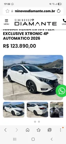 Nissan Versa Exclusive 1.6 16V Flex AUT 2026
