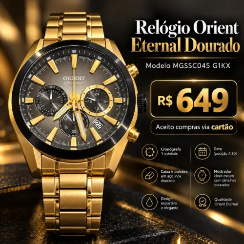 Relógio Orient Eternal Dourado - MGSSC045 G1KX Original