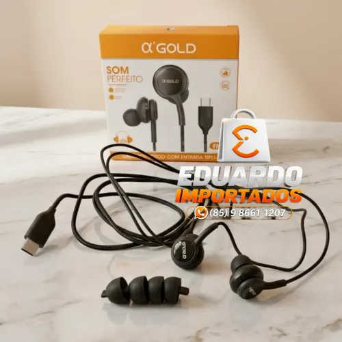Fones de Ouvido Intra-auricular com fio em tecido Reforçado USB-C TIPO-C + Silicones Extra