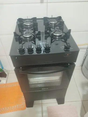 Fogão Atlas Mônaco Top Glass 4 Bocas Preto - Usado em Excelente Estado