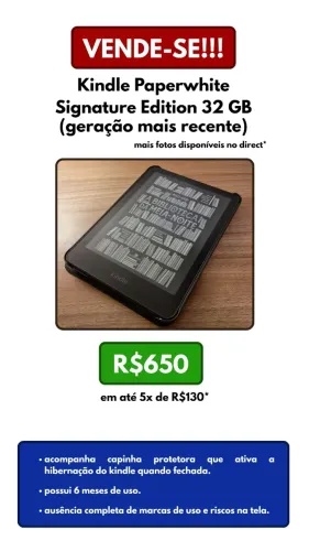 Kindle Paperwhite Signature 12 geração 32gb de memória