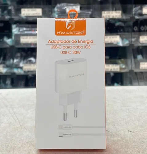 Carregador H'Maston 30W USB-C para iPhone com Cabo Novo