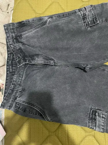 Calça baggy jeans preta unissex tamanho 36