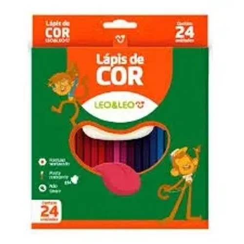? **Lápis de Cor Leo & Leo - 24 Cores** Deixe a criatividade fluir com o conjunto de láp