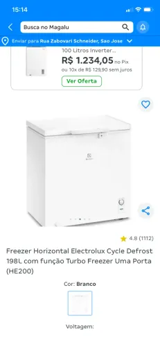 Freezer Electrolux 199L branco