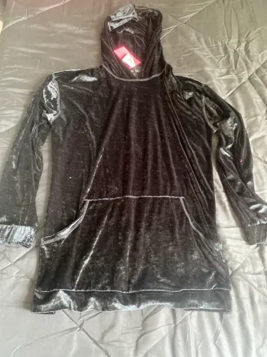 Casaco De Veludo com Capuz Dress To Preto Novo Tam G
