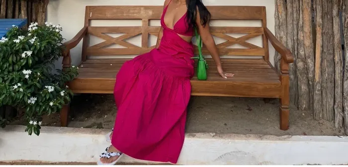 vestido rosa longo