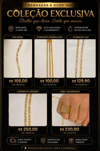 Peças banhadas a Ouro 18k