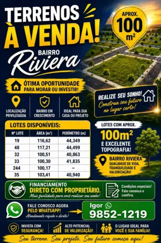 Venda de terrenos Riviera