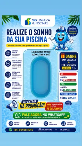 Piscina de fibra mais de 100 modelos disponíveis 