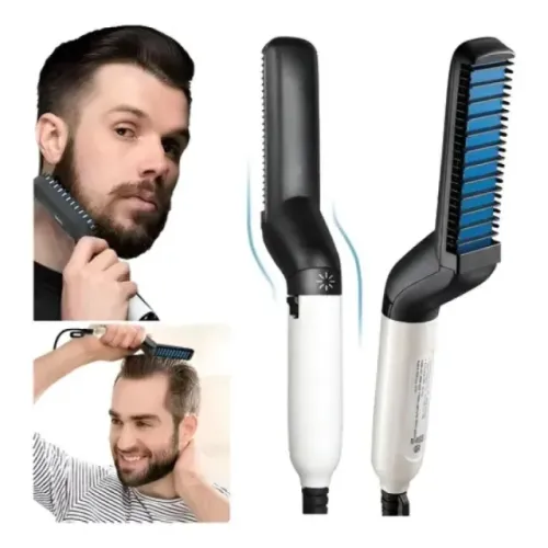 Prancha Alisadora Escova Modeladora Barba Cabelo Masculino 