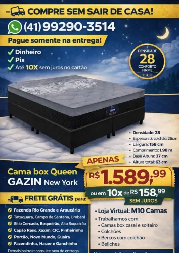 Cama box Queen GAZIN molas # 10x sem juros no cartão