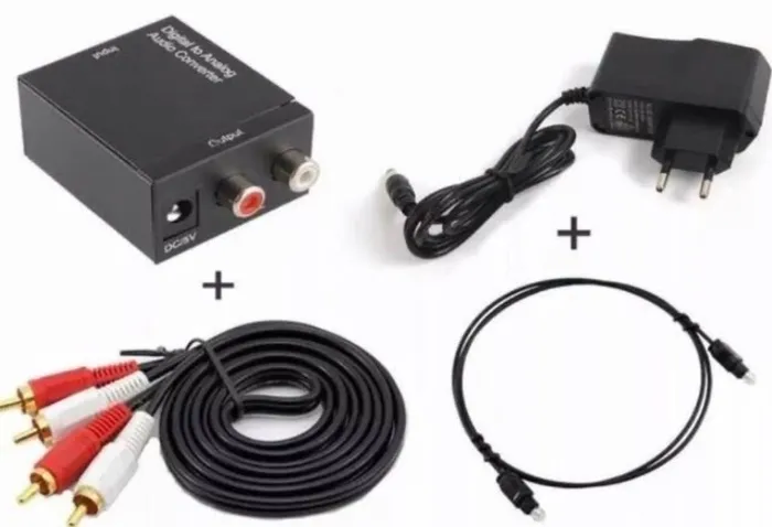 Kit conversor Óptico para Rca mais Cabos