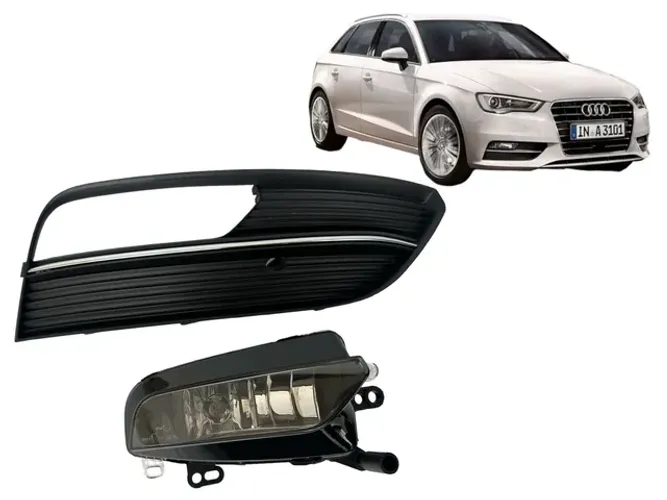 Grade + Farol de Milha Direita Audi A3 Hatch 2013 2014 2015 2016