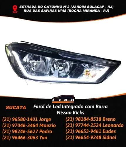 Farol de Led Integrada com Barra Nissan Kicks