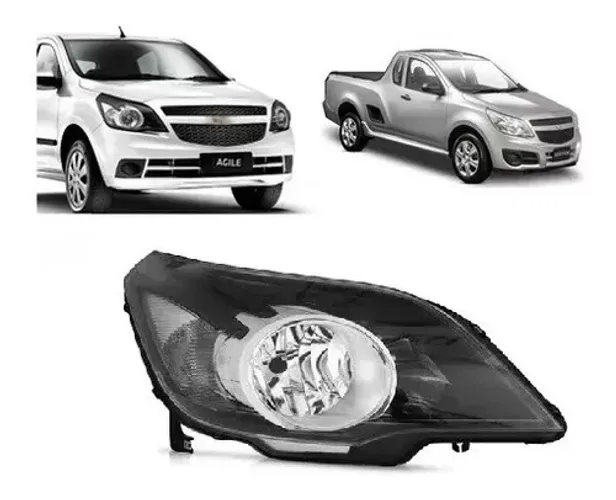 Farol Mascara Negra Aro Cromado Agile Montana 2009 A 2018