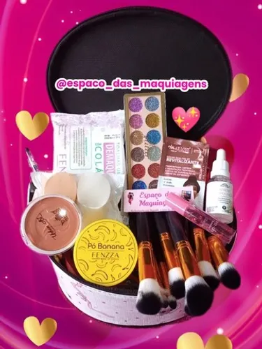 Maleta Recheada de Maquiagem, Acessórios e Skincare 