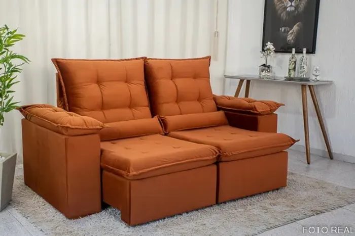 Sofá Retrátil Reclinável Madri 2.00m Terracota Frete Grátis - Até 12x