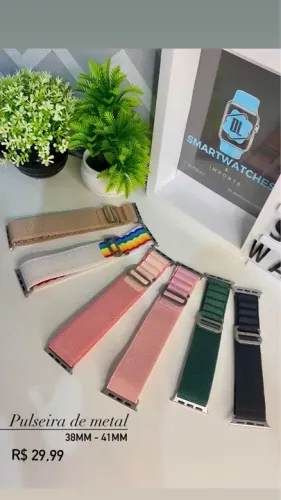 Pulseiras Nylon Tecido para Smartwatches 38mm-41mm e 42mm-49mm - Diversas Cores