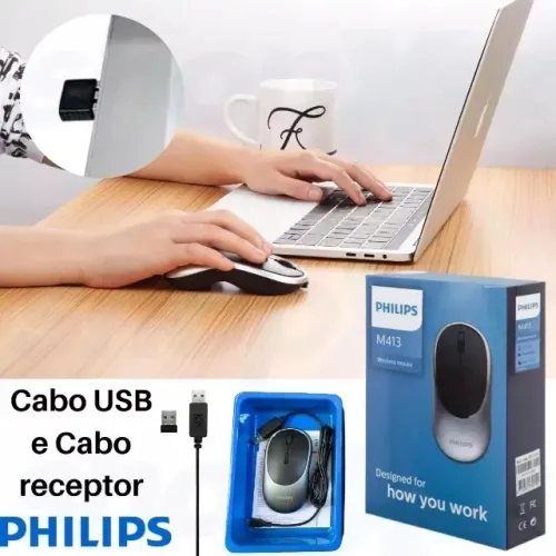 Mouse sem fio recarregável Philips 400 Series SPK7413 silver