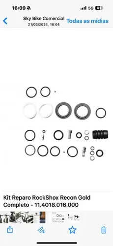 KIT REPARO ROCKSHOX XC32 COMPLETO ORIGINAL 