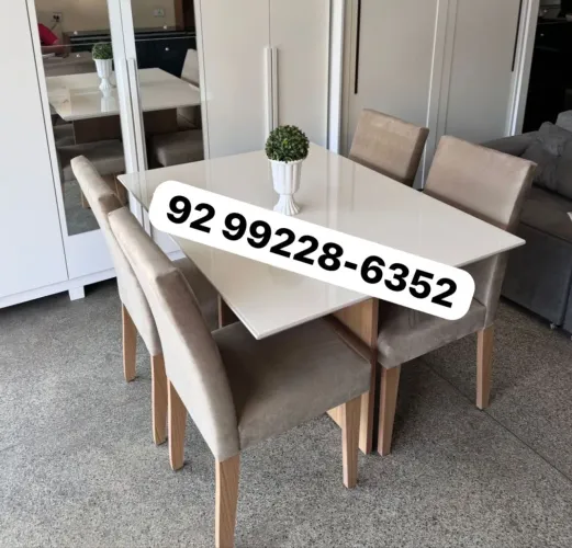Mesa de Jantar 4 Cadeiras - Branca - Nova