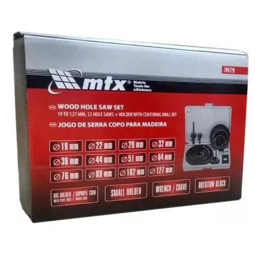 Kit Serra Copo com 16 Peças 19 A 127mm ideal para Madeira Gesso Pvc