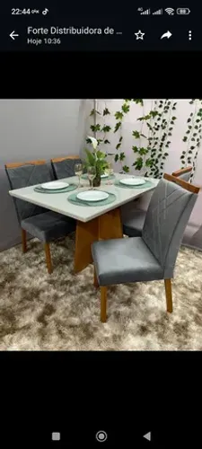 Mesa de jantar 4 cadeiras Alice 