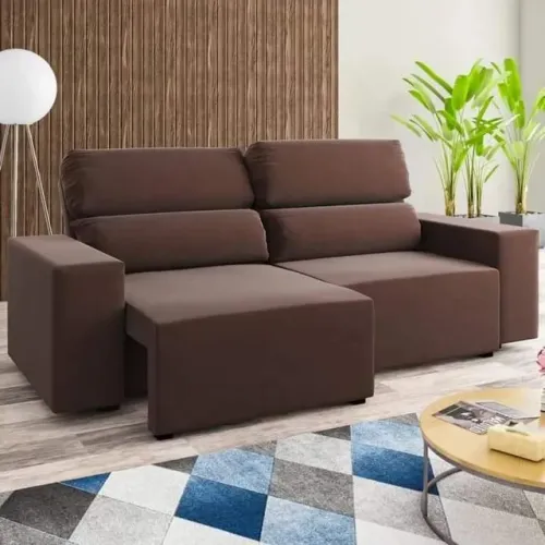 Sofá retrátil reclinavel caíque 2m veludo sr H